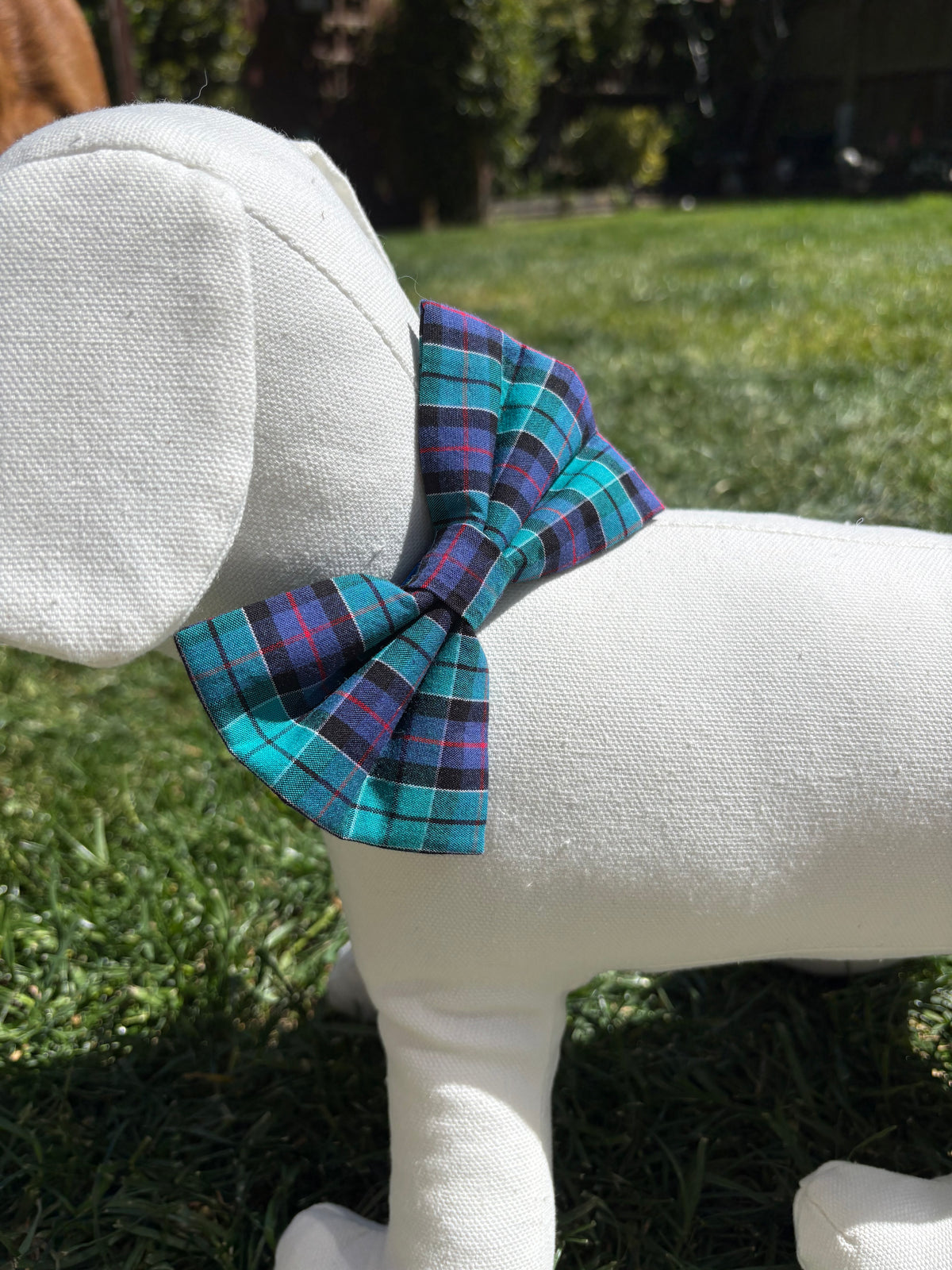 Turquoise Tartan Bow
