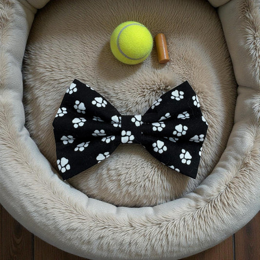 Black & White Paw Bow