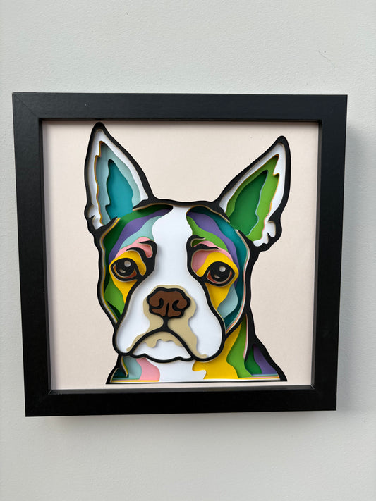 3D Boston Terrier Dog Artwork