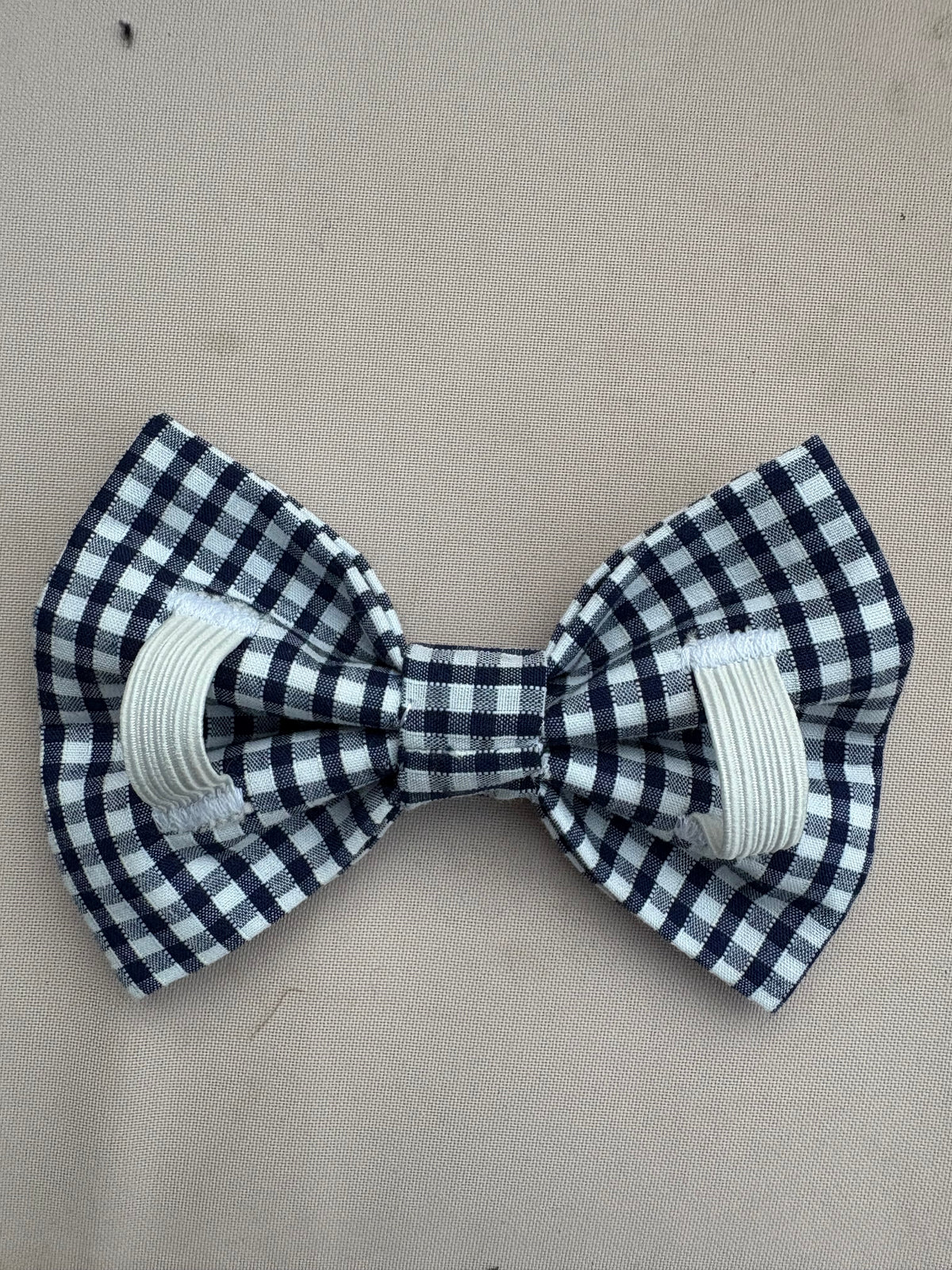 Navy Blue Gingham Check Bow