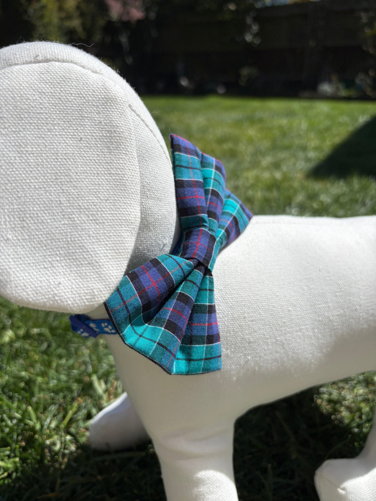 Turquoise Tartan Bow