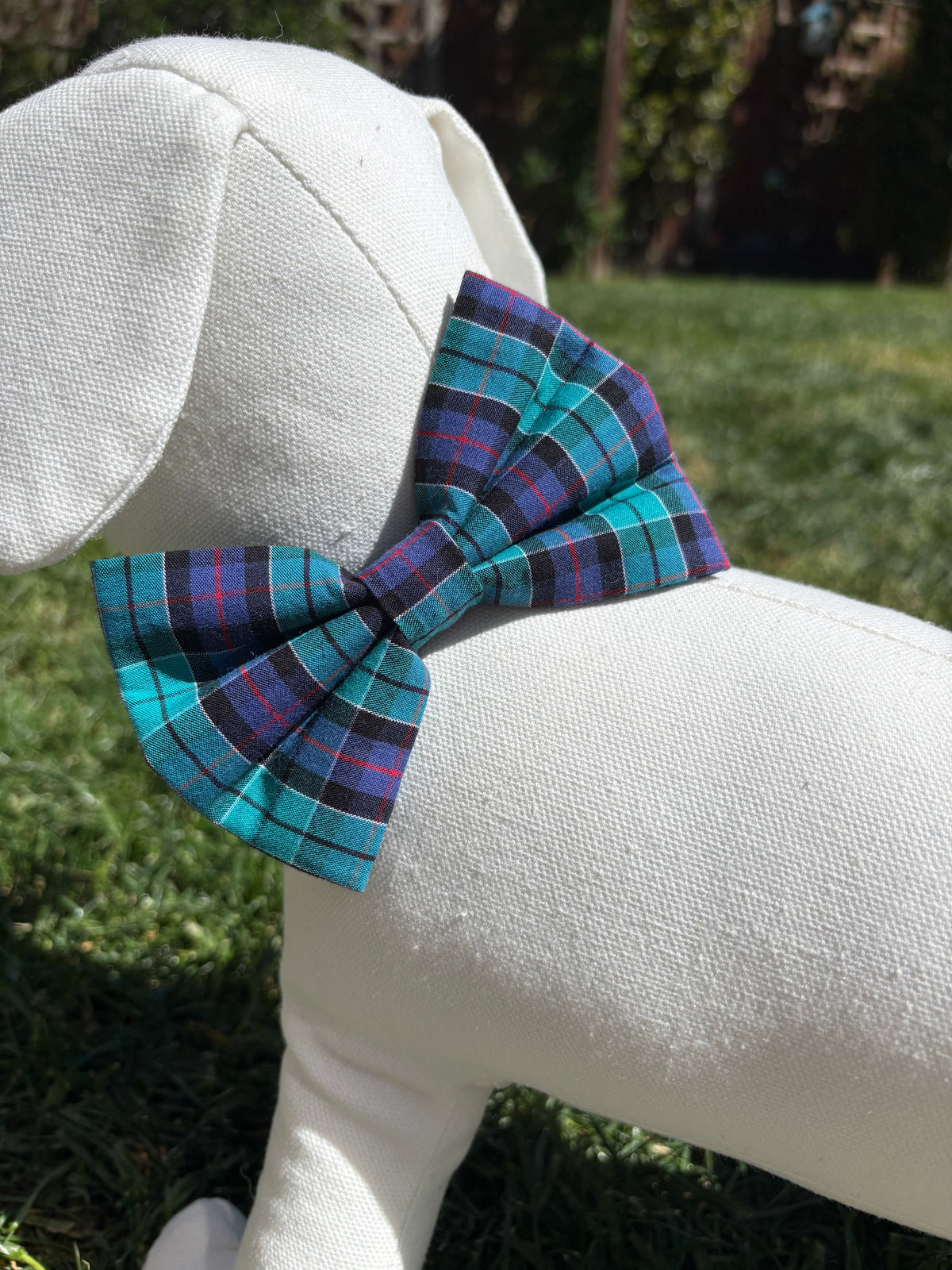 Turquoise Tartan Bow