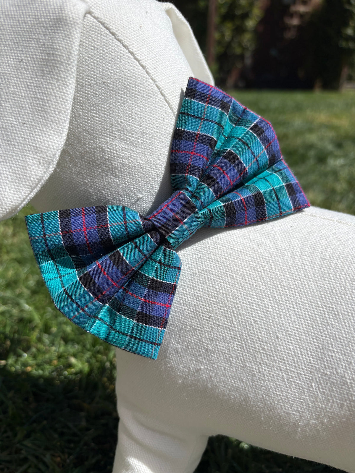 Turquoise Tartan Bow