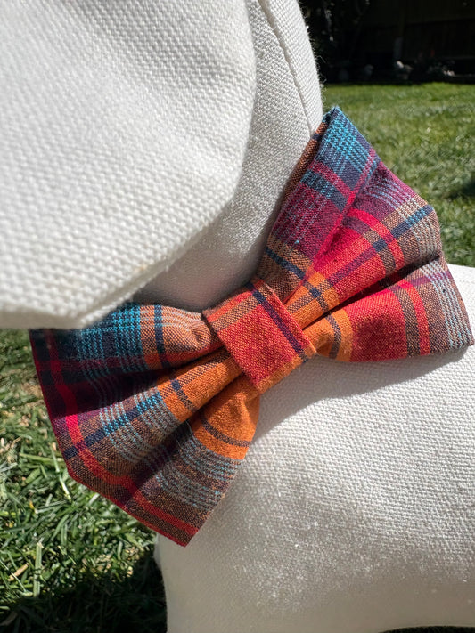 Orange Tartan Bow