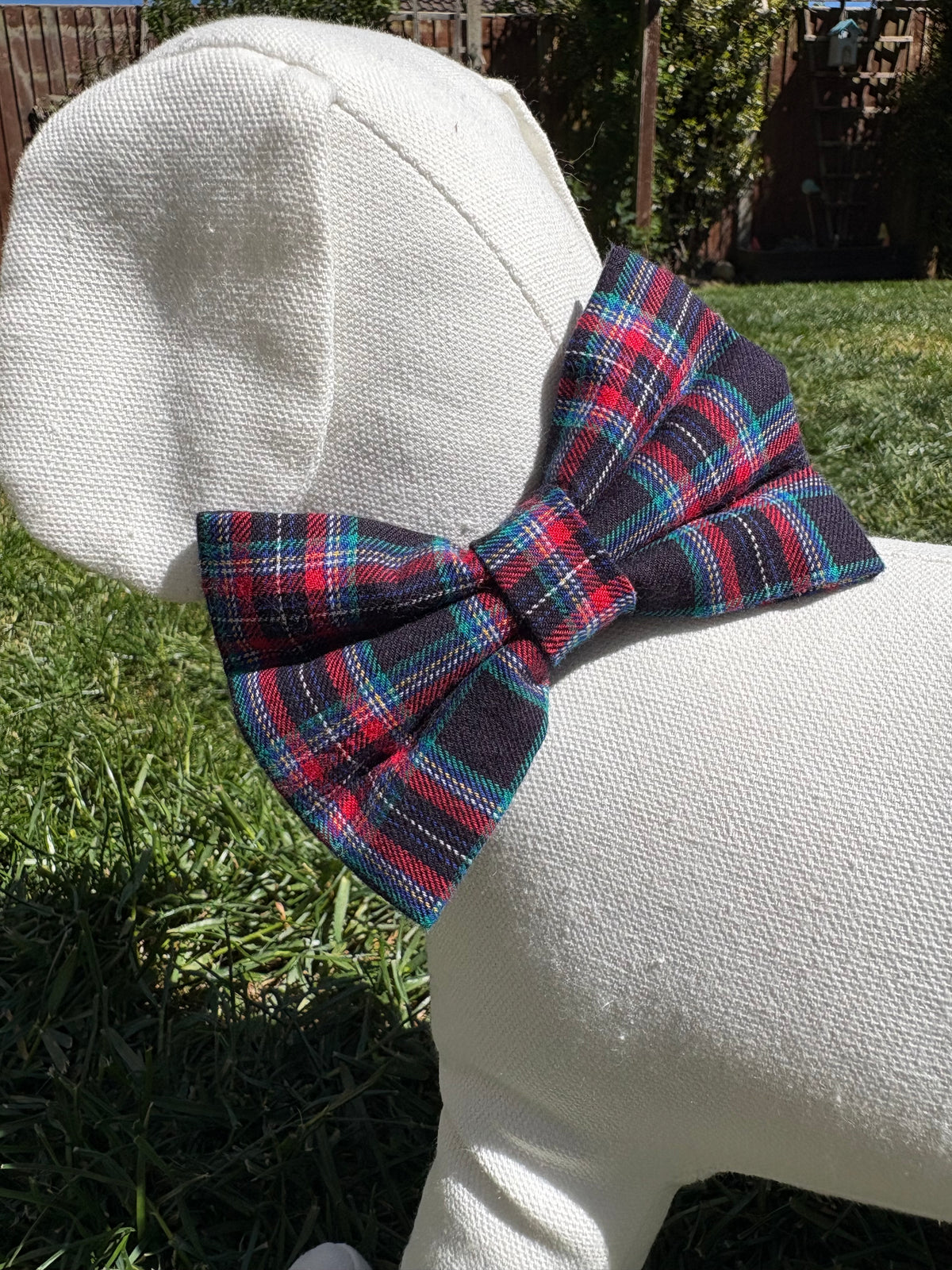 Navy & Red Tartan Bow
