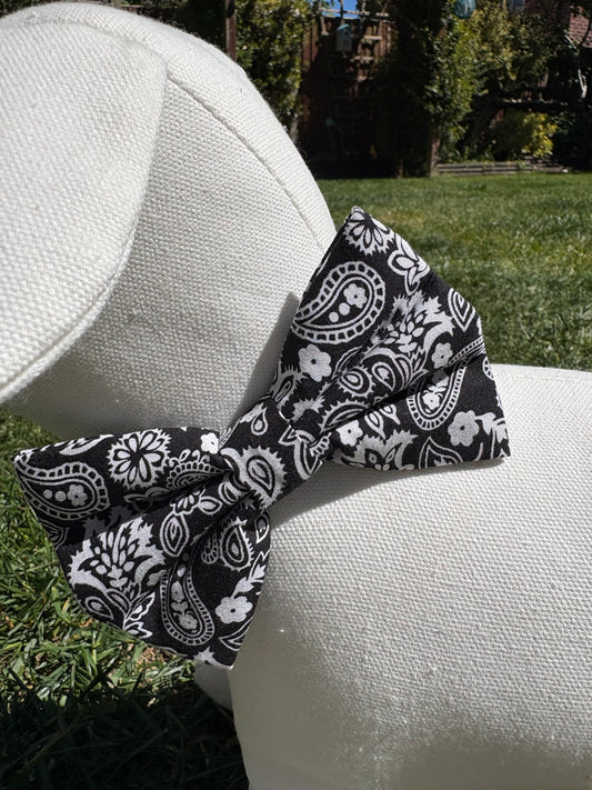 Black & White Paisley Bow