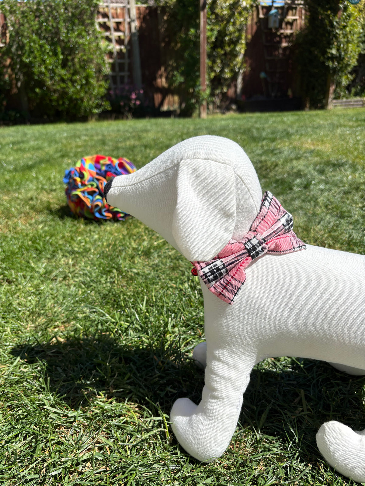 Pink & Grey Tartan Bow Tie