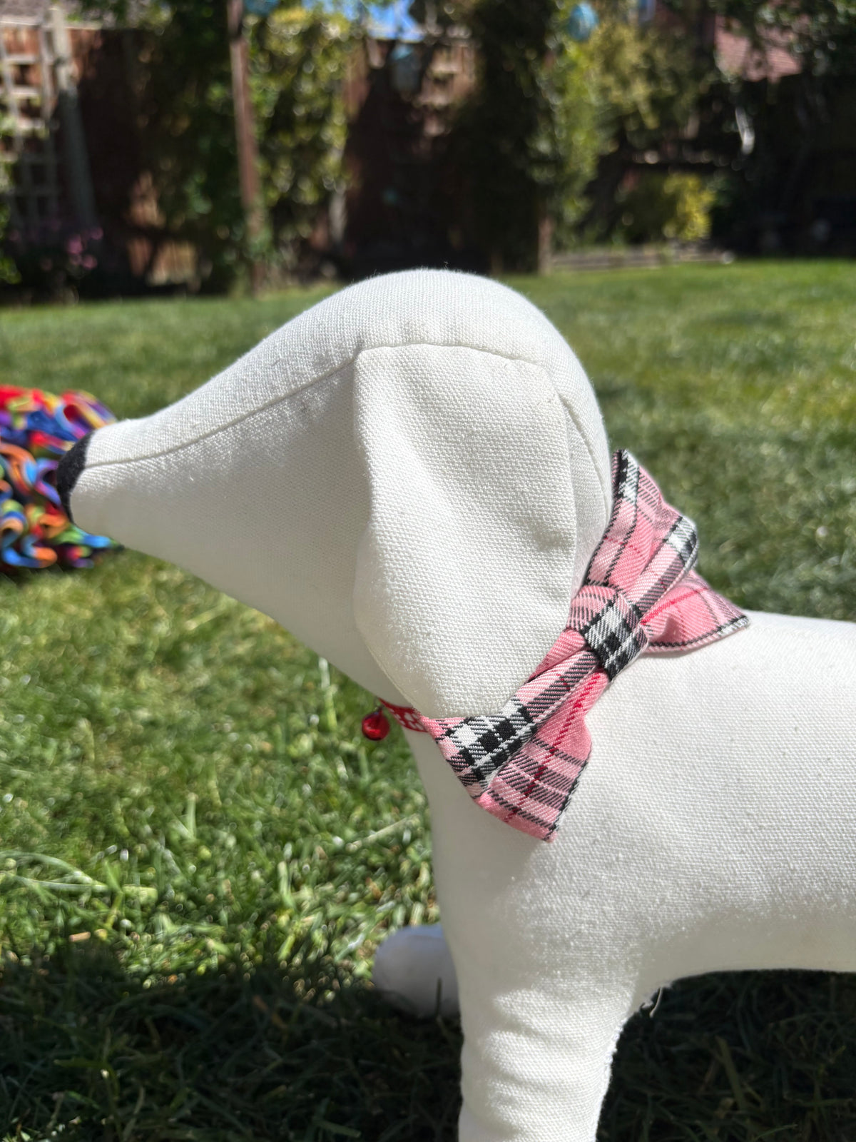 Pink & Grey Tartan Bow Tie