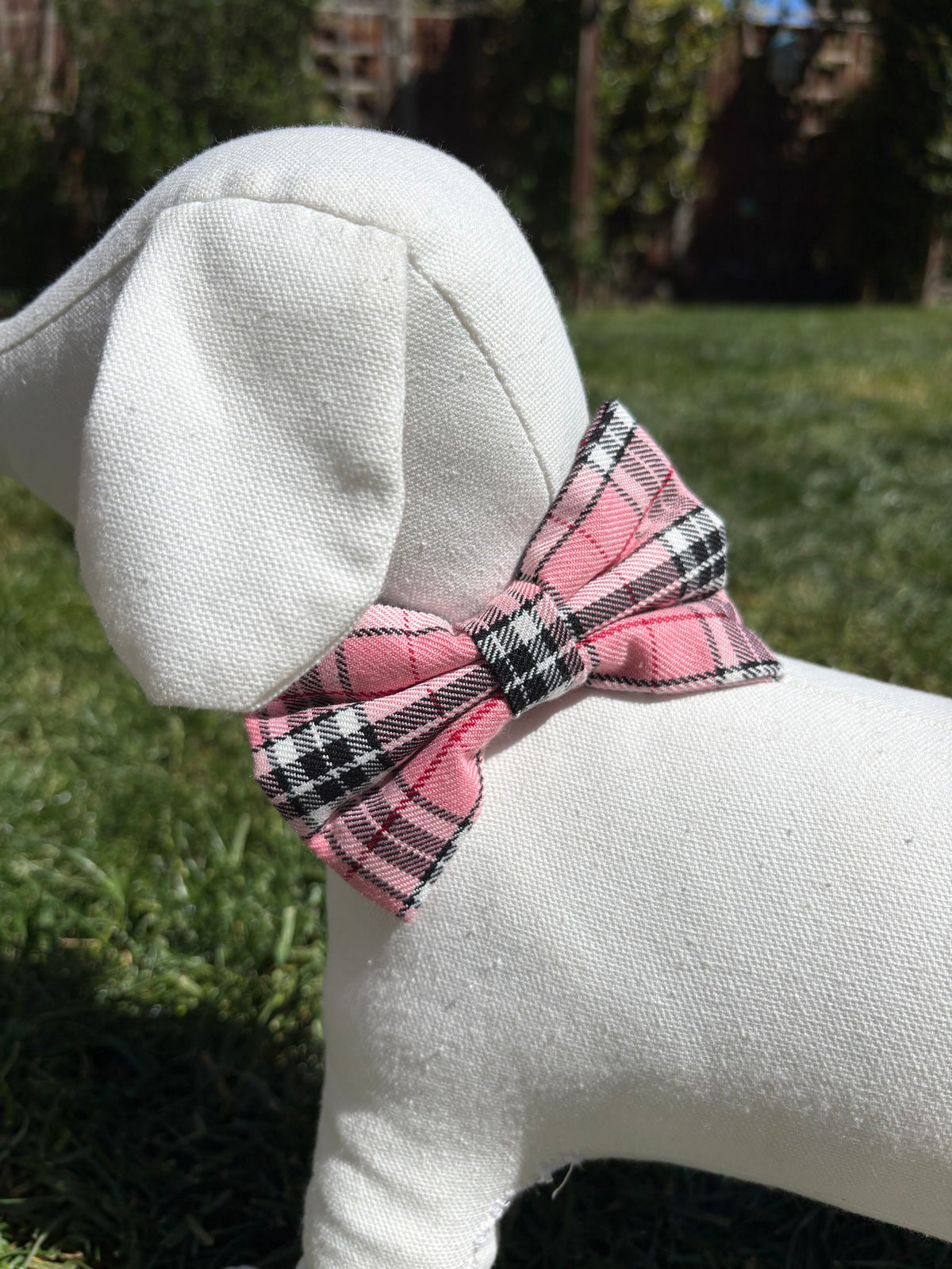 Pink & Grey Tartan Bow Tie