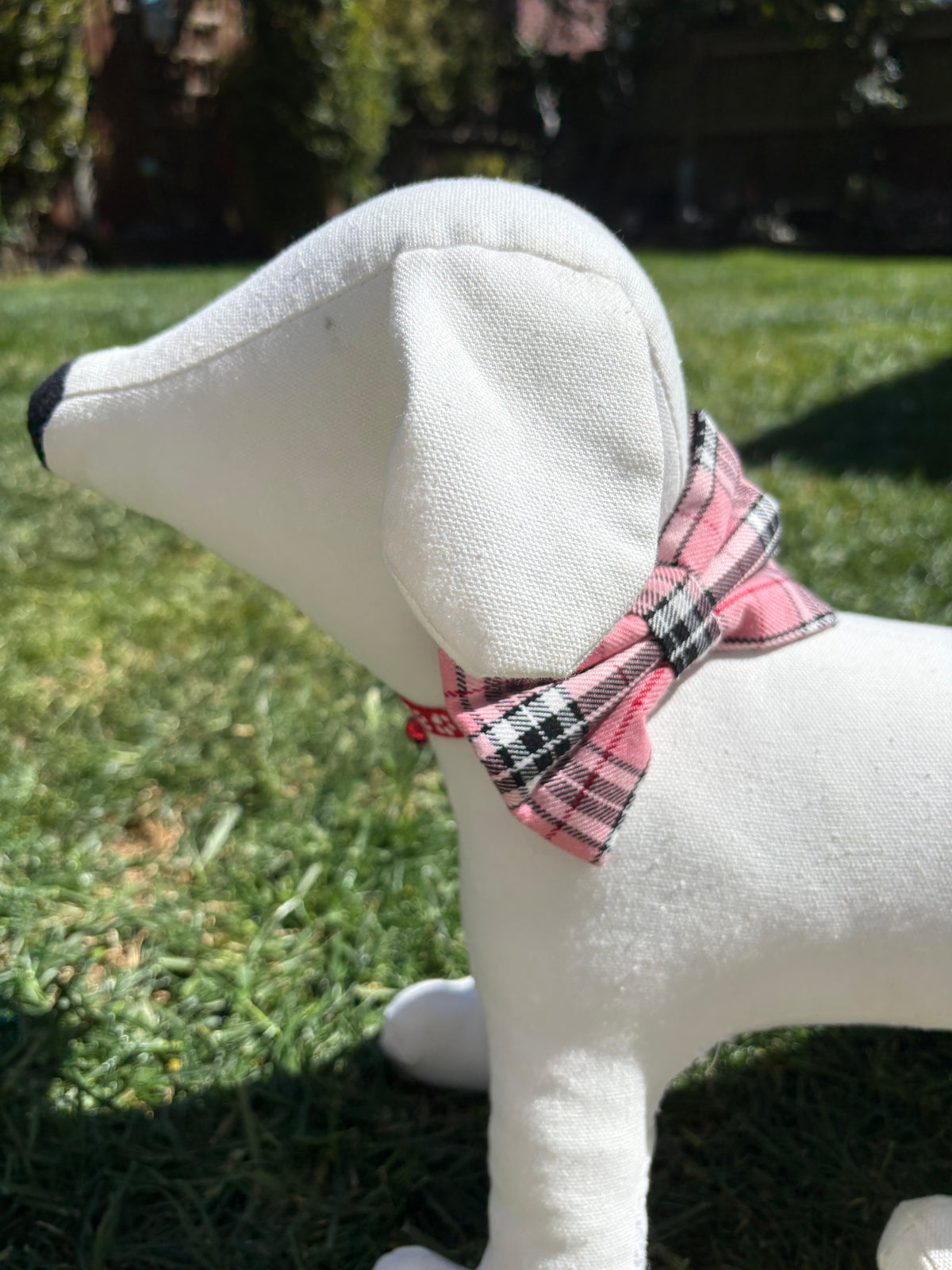 Pink & Grey Tartan Bow Tie