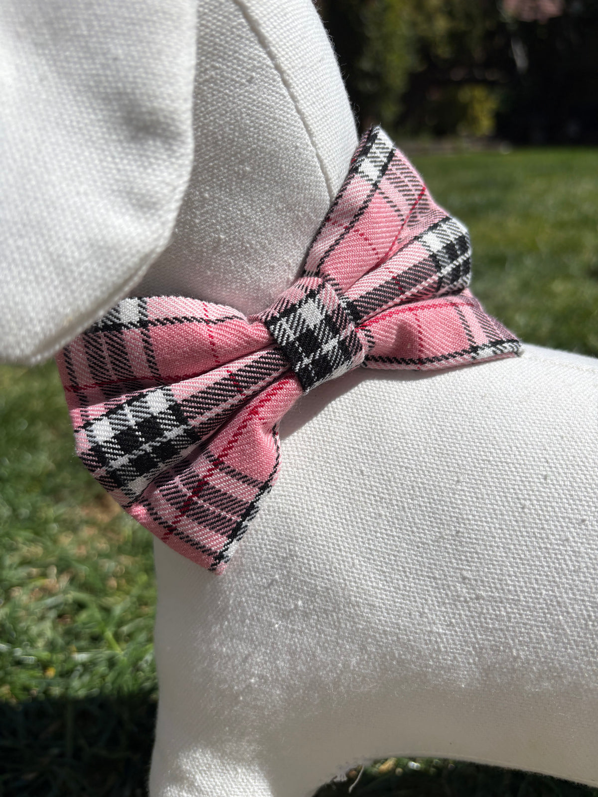 Pink & Grey Tartan Bow Tie