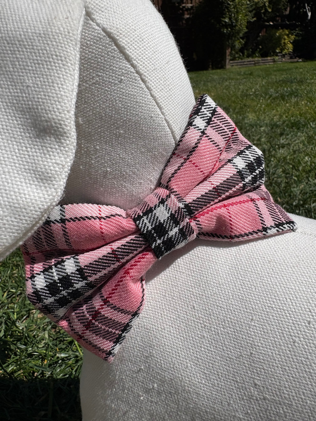 Pink & Grey Tartan Bow Tie