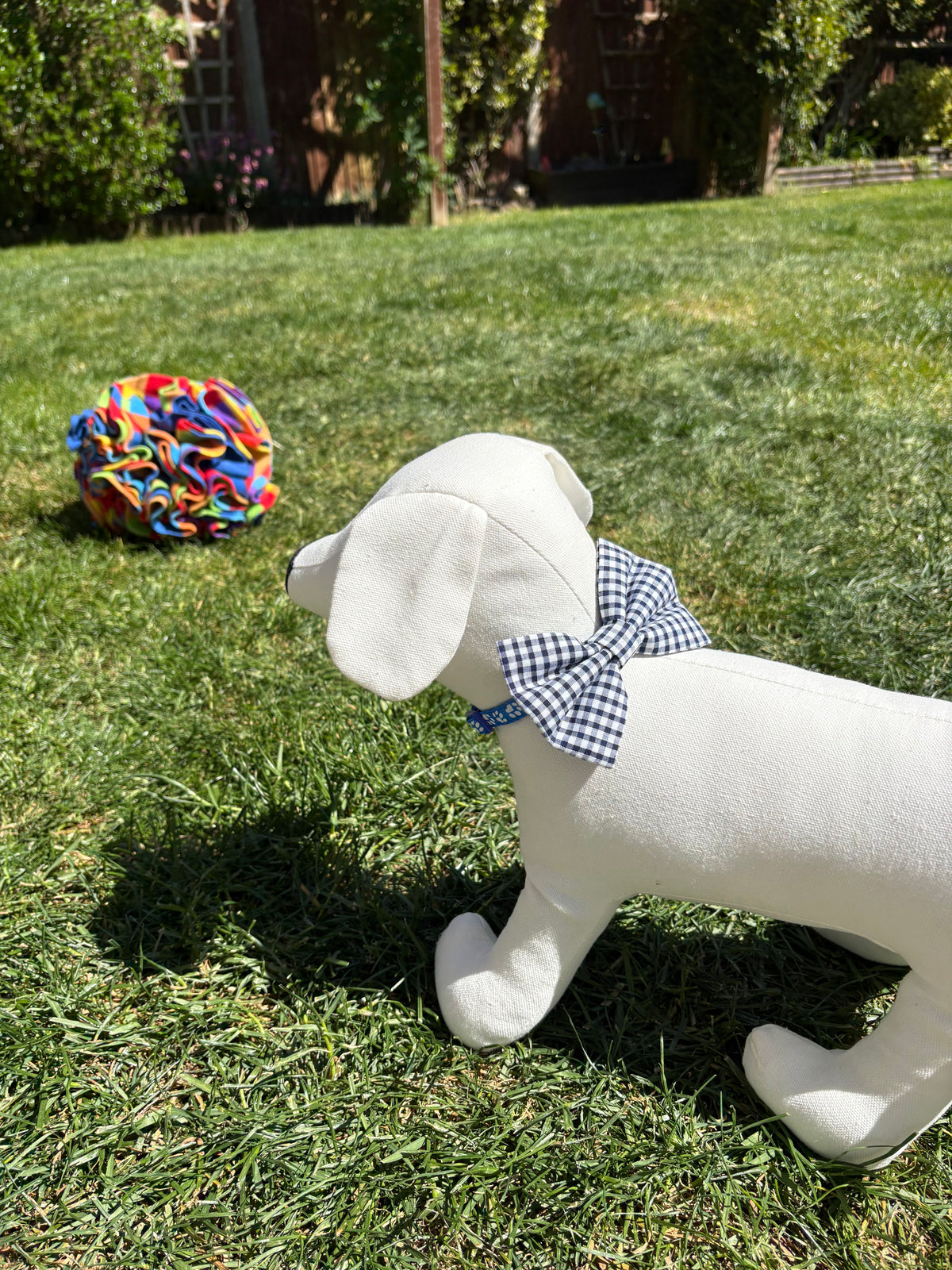 Navy Blue Gingham Check Bow