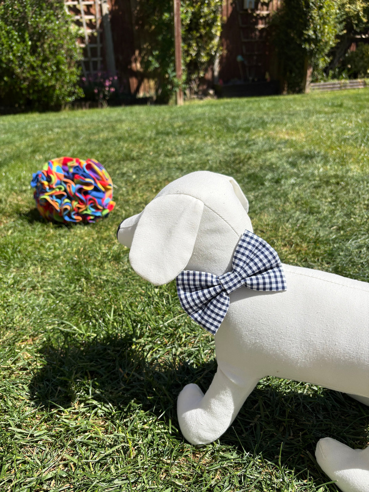 Navy Blue Gingham Check Bow