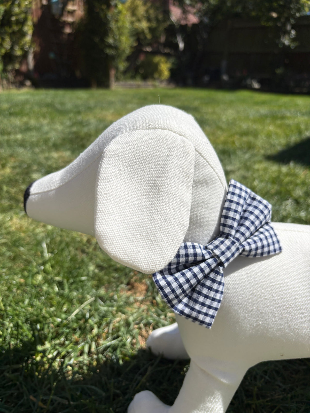 Navy Blue Gingham Check Bow