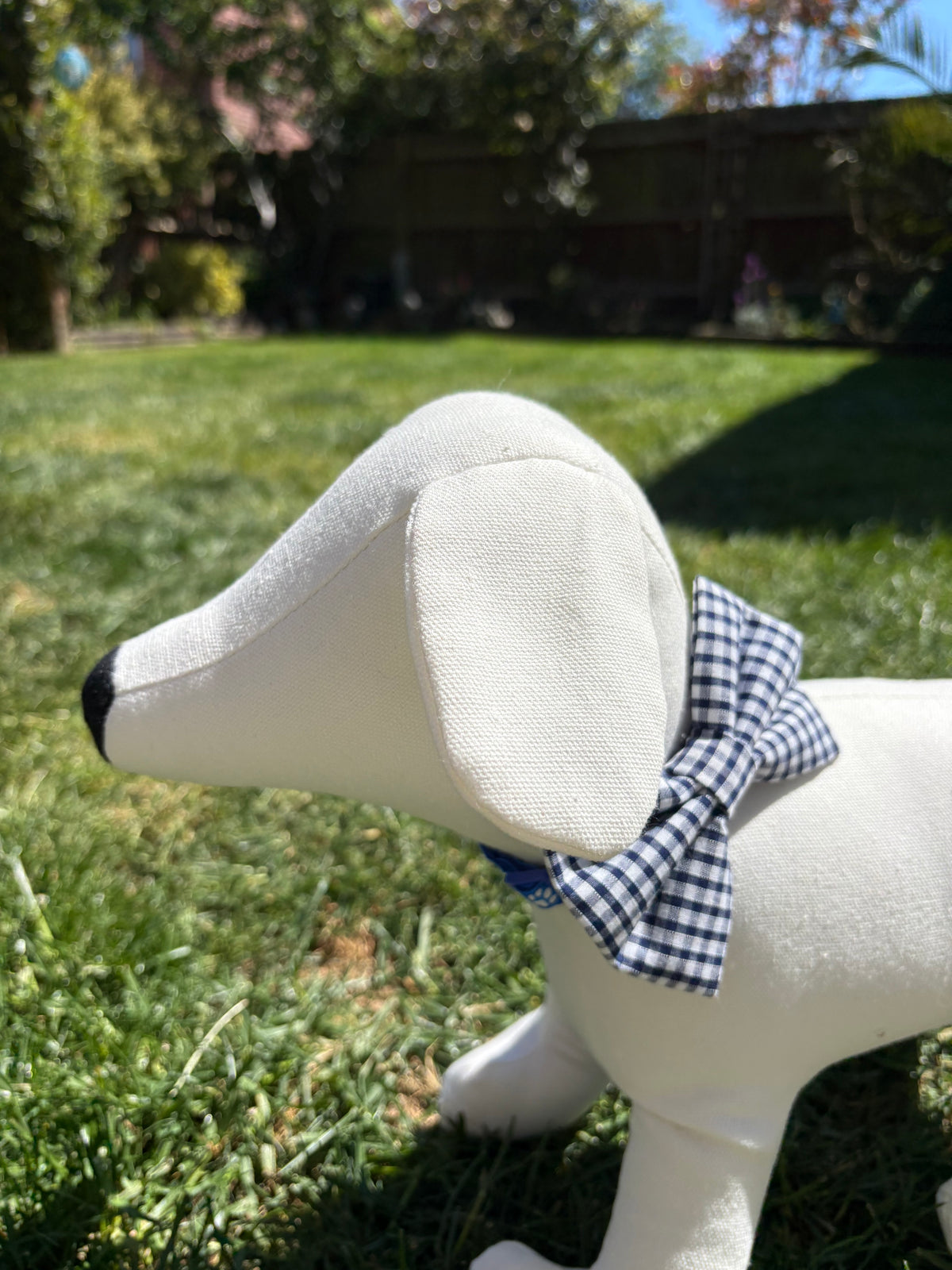 Navy Blue Gingham Check Bow