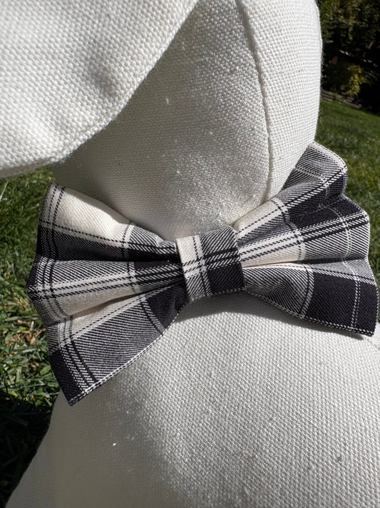 Black & White Tartan Bow
