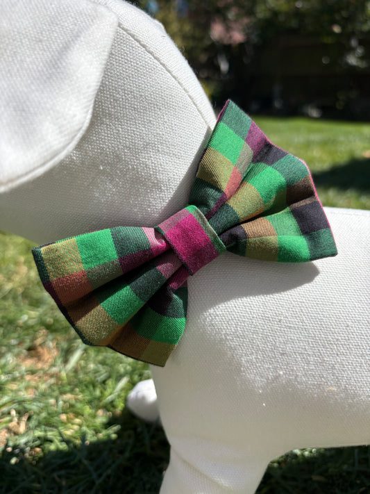 Green & Purple Tartan Bow
