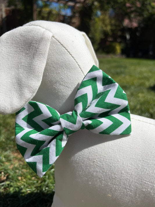 Green & White Stripe Bow