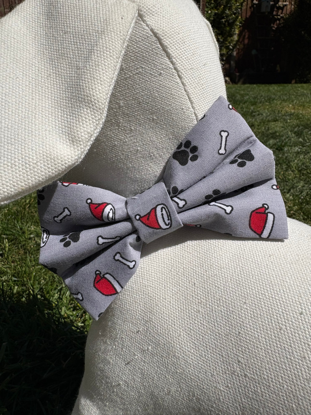 Grey Santa Paws Bow